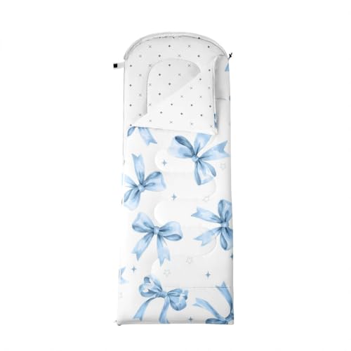 Bolsa de Dormir Erosebridal Azul y Blanco Rectangular para Niños 90x31 Pulgadas, Ligera y Resistente al Agua para Camping y Senderismo miniatura 3