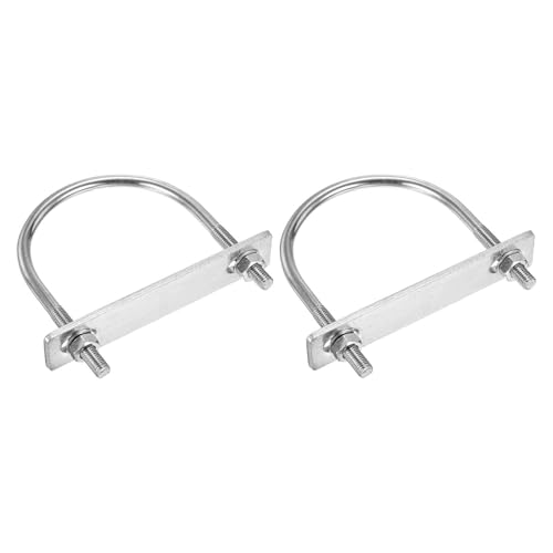 Image of DTGN M10x108x142mm U Bolts Round Kit - 2Set - 304 Stainless Steel U-Bolt Kit with Nuts, Washers, Frame Plate - Good for Pipe, Trailer, Automotive, Leaf Spring Fastener