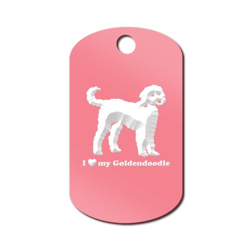 Mister Petlife I Love My Goldendoodle Engraved Keychain/GI Tag Doodle Pink