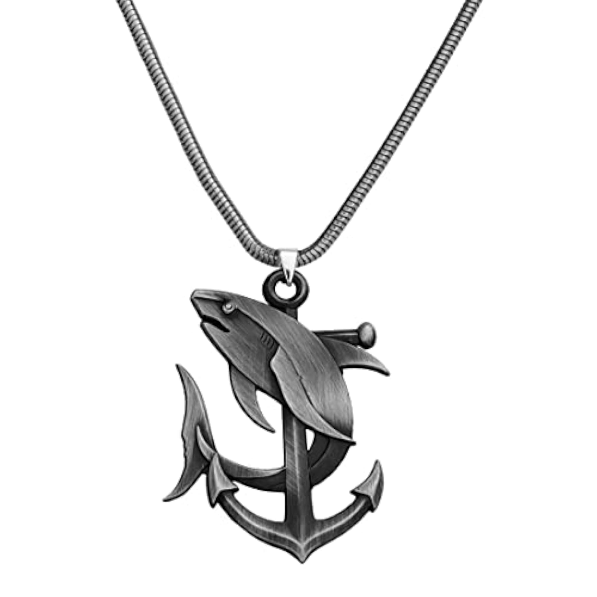 Ocean Nautical Anchor Dolphin Pendant Necklace