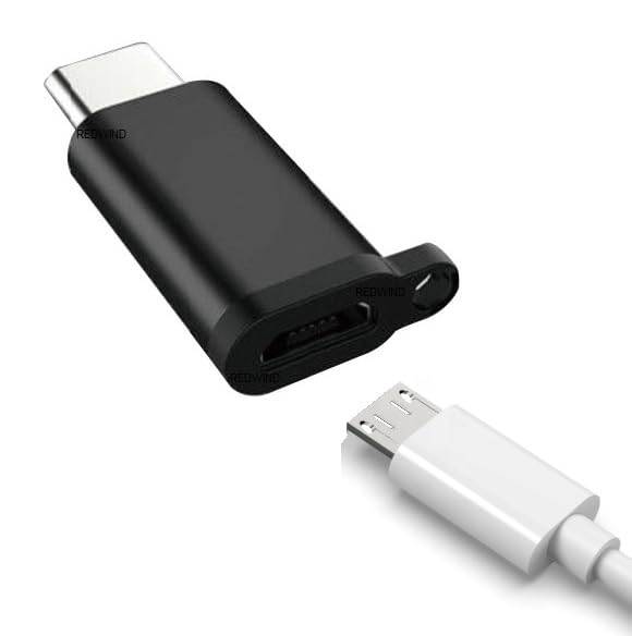 redwind type-c to microusb adapter for 3a fast charge & data sync led light connector for iphone 17/15/16 series samsung one plus pixel & android gadget or devices charging support
