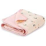 Muslin Baby Blanket Crib Blanket, Double-Sided for Girls, 40x40 Inch - Pink & Floral Print Quilt Blankets, Soft Breathable Toddler Blanket for Infants & Toddlers, Naptime/Bath/Stroller