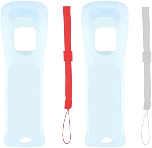 2 Packs Gesture Controller and Nunchuck Joystick with Silicone Case for Wii Wii U Gamepad Console (Red and White)