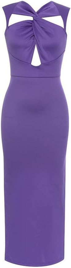JSEIAJB Small V-Neck Hanging Neck Hollowed Out Slim Side Split Dress Female
