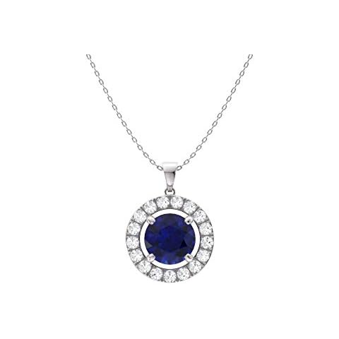 Diamondere Blue Sapphire and Diamond Necklace in 14k White Gold Cover
