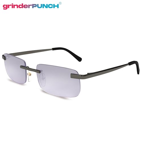 Image of grinderPUNCH Small Slim 90's Popular Nineties Rectangular Sunglasses Clear Rimless Eyewear
