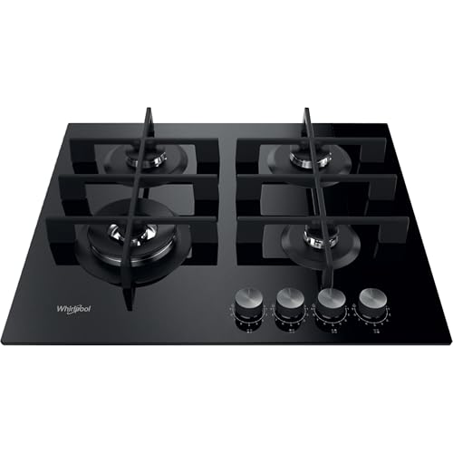 Whirlpool GOWL628NB Plaque de cuisson à gaz encastrable, 60 cm de large, 4 brûleurs, 59 cm de large, noir