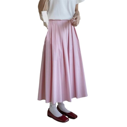 Women’s A-Line Summer Midi Skirt, High-Waisted Cotton Casual Long Skirt