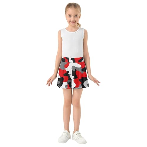 Joisal Camouflage Red Skirts with Shorts Cute Athletic Shorts Girls Skorts Girl Skort 4t3