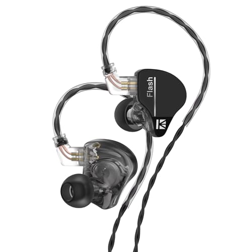 KBEAR Wired Headphones Flash Gaming Earbuds Gaming Earphones Hybrid 1DD 1BA In-Ear Earphones iem Earphones with Tangle-free Cable for Laptop PC (No Mic, Black)
