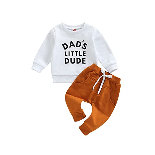 Image of wdehow Toddler Baby Boy Fall Clothes Letter Print Tops Pants Outfits | 6 12 18 24 Months,2T 3T 4T 5T,Crew Neck,Long Sleeve,Pullover,Elastic Waist,2Pcs Set,Cotton Blend,Boys Clothing