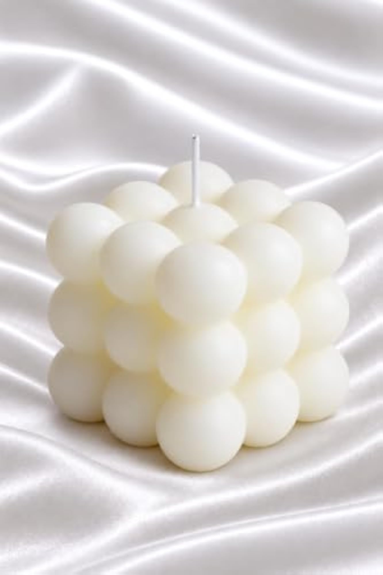 White Bubble Cube Candle, Decorative Pillar Wax Accent