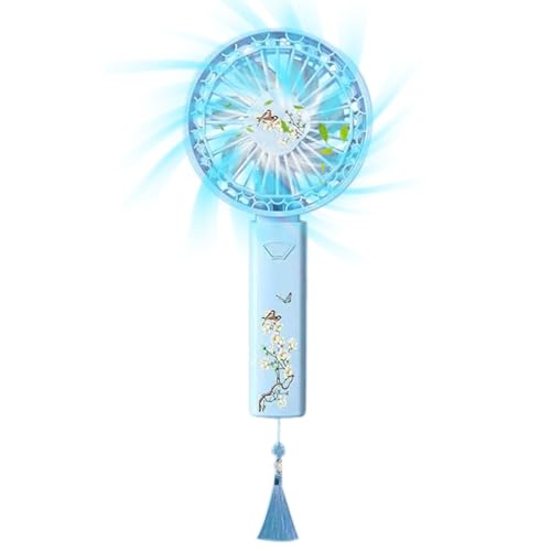 Genérico Ventilador portátil, ventilador de manos recargable, 3 velocidades, ventilador de mesa con soporte, maquillaje ligero, viaje, playa, por dentro y por fuera