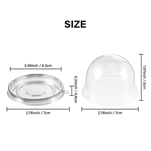 Patelai Clear Plastic Mini Cupcake Container, Mini Cupcake Box Muffin Dome Muffin Single Container Box for Wedding Birthday Cheese Pastry Dessert Cake(Silver,150 Pieces)