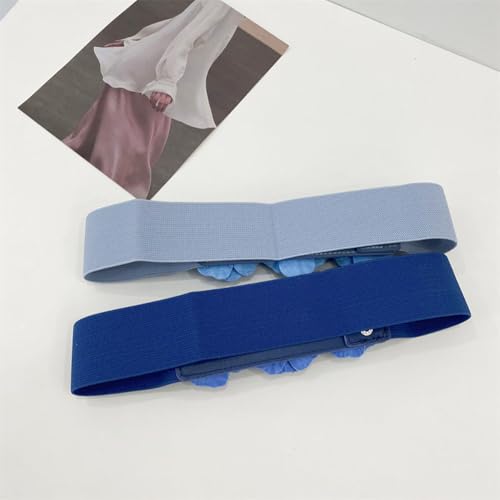 Womens's Elastic Rose-Flower Waist Belts for Stretch Dress Multi Flower Corset Cinch Belt4