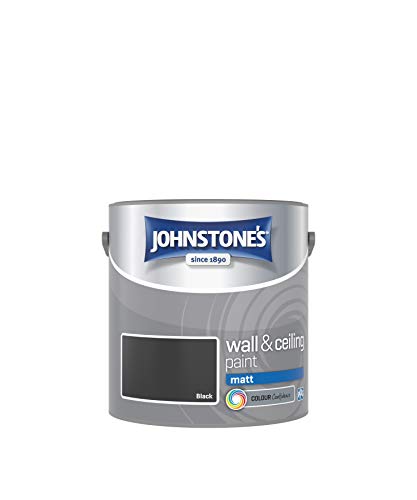 Johnstones - Wall & Ceiling Paint - Black - Matt Finish - Emulsion Paint - Fantastic Coverage - Easy to Apply - Dry in 1-2 Hours - 12m2 Coverage per Litre - 2.5L
