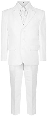 SamliBoys 5 Piece Wedding Party Christening Baptism Prom Formal White Suit: Size: 8 Years