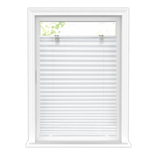 LazBlinds Tool-Free Cordless Pleated Shades with Suction Cups Light Filtering Top Down Bottom Up Pleated Blinds for Window Size 31