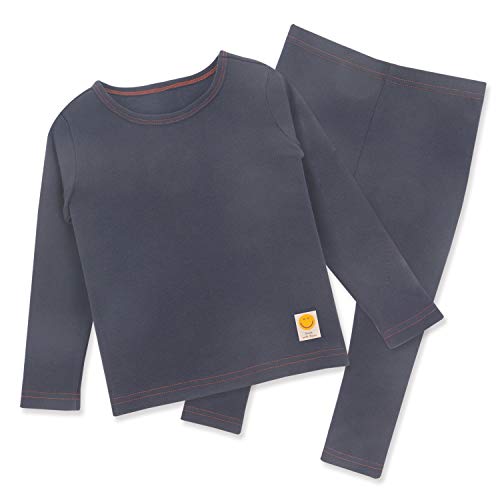 Smile Toddler Certified 100% Organic Cotton Thermal Tee and Pant 2-Piece PJ Set for Girls Boys Winter