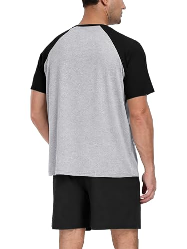 Image of Mens Pajamas Set Modal Soft Pajama Short Set Short Sleeve Pjs Sleepwear 2 Piece Lounge Set With Pockets S-3XL