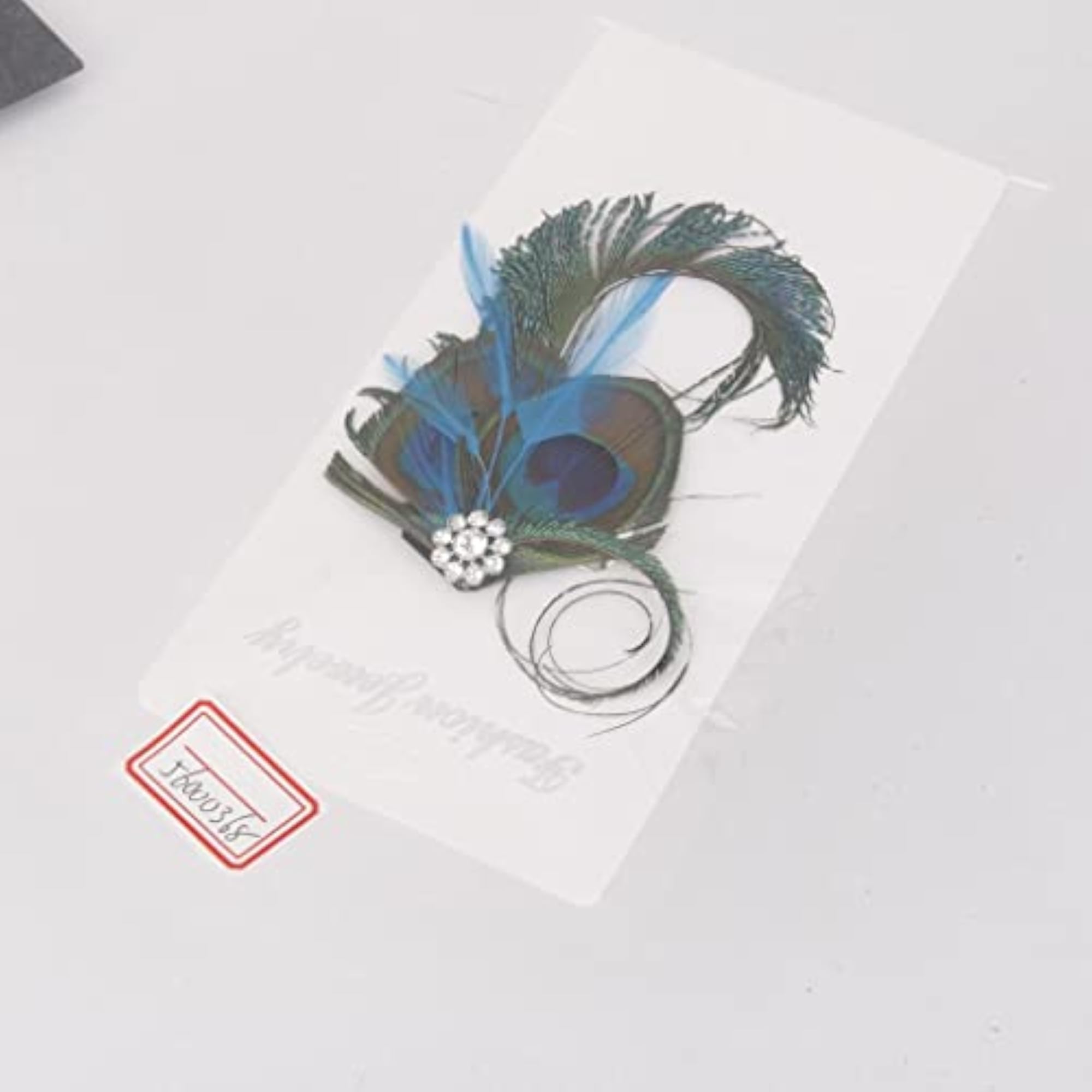 4x Vintage Peacock Feather Rhinestone Hairpin