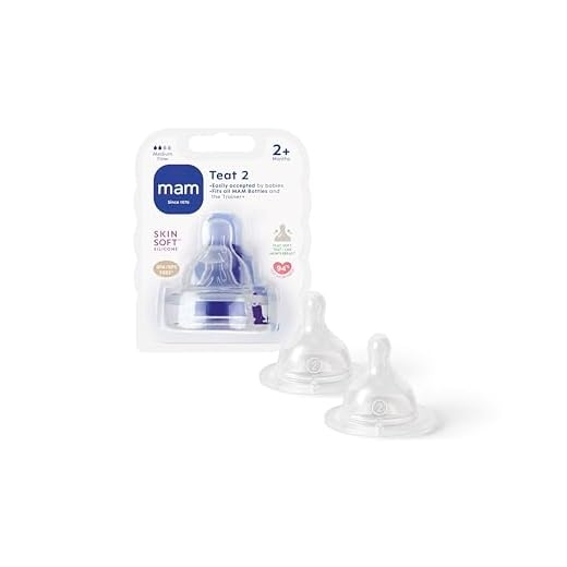 MAM Nappar storlek 2, lämplig för 2+ månader, MAM Medium Flow dinappar med SkinSoft Silikon, passar alla MAM babyflaskor, nödvändigheter för babymatning, paket med 2