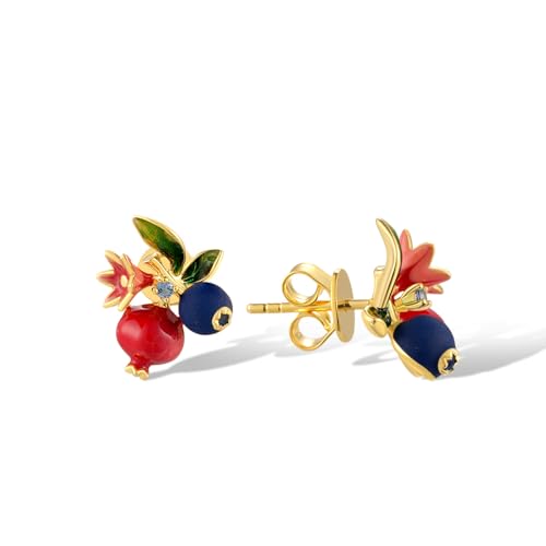 Boucles d'oreilles en émail fleur argent sterling cadeau idéal