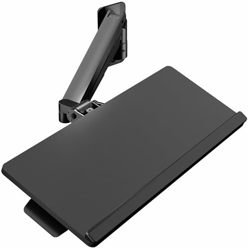 Image of VIVO Sit-Stand 24 Inch Pneumatic Spring Keyboard and Mouse Tray Wall Mount, Counterbalance Height Adjustable Typing Platform, Ergonomic Tilt, Black, MOUNT-KB26C