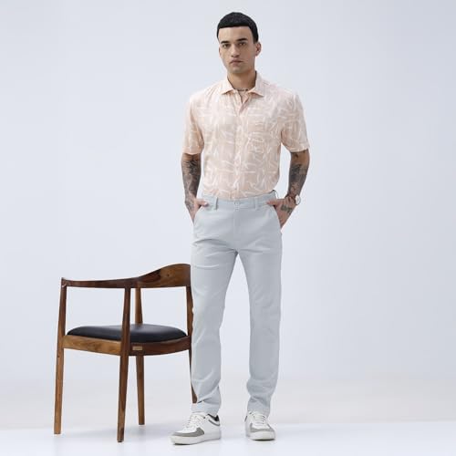 Image of BASICS Premium Cotton Stretch Formal Trousers for Men | Office Pants