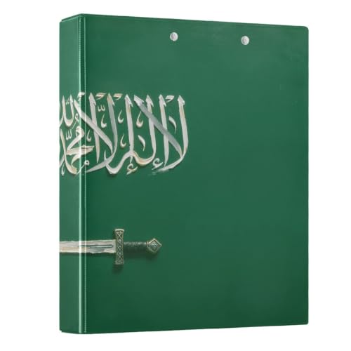 Classeur à anneaux en D 3,8 cm avec porte-bloc intégré motif drapeau Arabie saoudite Peystean