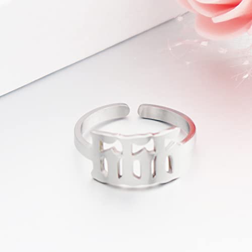 Stainless Steel Angel Number Ring 666 222 333 444 777 888 111 555 999 Numerology Ring for Women Girls Adjustable3