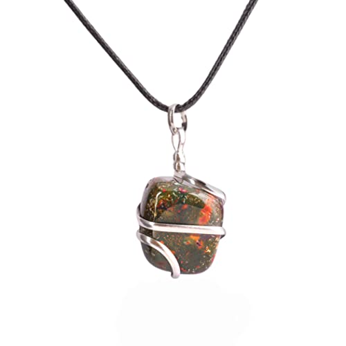 Chakra Pendant - Bloodstone Crystal Healing Pendant Necklace â€“ Protection Negative Energy Cleanser - Good Luck Abundance Gifts - Chakra Healing Charm - Positive Energy Gemstones - Spiritual Gifts