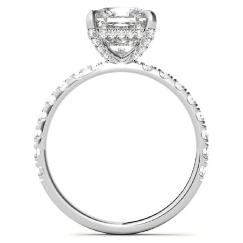 2CT-4CT Cushion Cut Moissanite Handmade Anniversary Ring for Women Hidden Halo Solitaire Pave Engagement Ring, Gifts for Her4