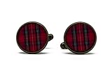  2 Gemelos traje de resina de tela tartán Outlander rojo latón 14 mm regalos personalizados de Navidad aniversario de la ceremonia de boda invitados el día del padre de las parejas de la boda