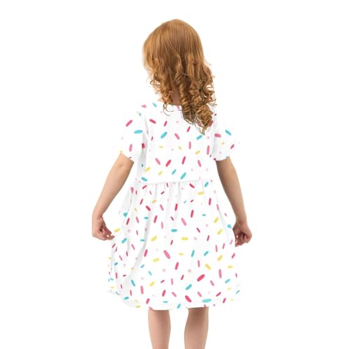 CaTaKu Girls Donuts Cute Sprinkles Dresses Toddler Summer Dress Short Sleeve Dresses for Girls Sundress 2-8T4