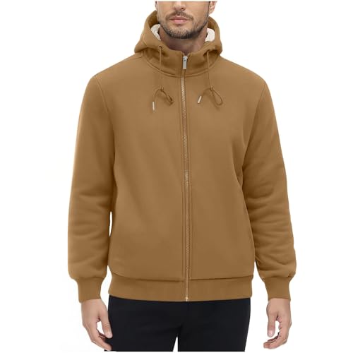 Men's Fleece Sherpa Jacket Oversized Zip Front Hooded Coat Warm Lined Winter Outerwear with Pockets Casual Workwear4
