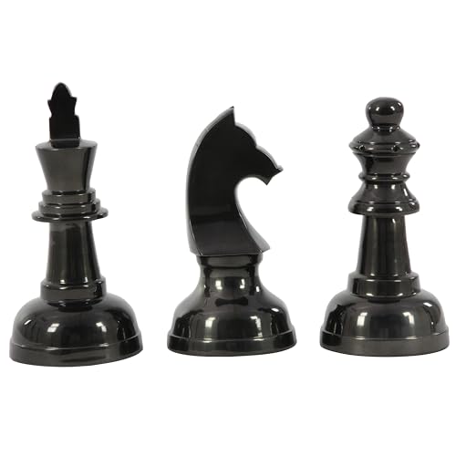 Set de 3 esculturas decorativas de ajedrez de aluminio miniatura 1