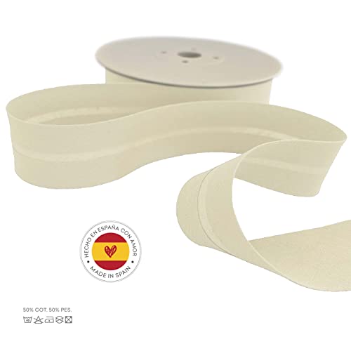 TEXTEX = 30mm Wide Bias Binding Tape. 50% Cotton and 50% Polyester. 10m Piece - (Light Yellow) - Image 4