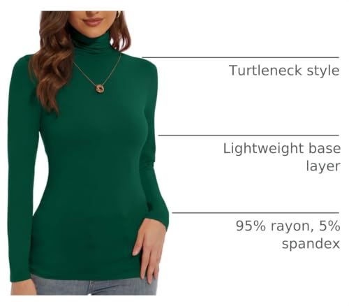 Image of Women's Turtleneck Long Sleeve Shirts Slim Fitted Lightweight Base Layer Casual Tops