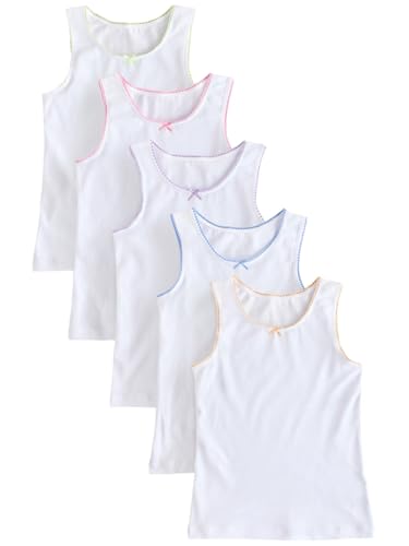 NEXT Mädchen Trägerhemden im 5er-Pack Weiß 98-104