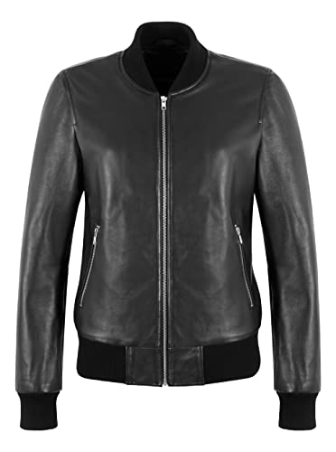 Veste en cuir véritable noir haut de gamme coupe régulière élégante modèle 7082
