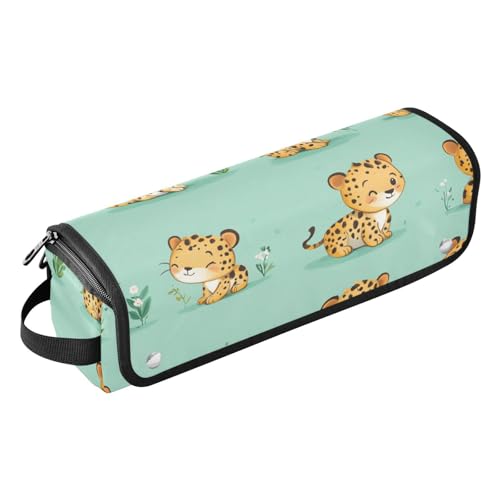 Bolso de Viaje para Planchas de Pelo y Rizadores, con Alfombra Térmica, Capacidad Amplia, Diseño con Leopardo Feliz y Verde Salvia miniatura 1