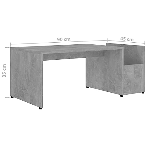 Table basse gris béton de salon rectangulaire en bois d'ingénierie design