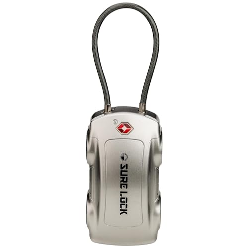 SURE LOCK TSA Approved Luggage Locks, 4 Digit Combination Travel Luggage Locks Resettable Code Lock with Zinc Alloy Body for Suitcase, Toolbox, Backpack, Bag, Gym Locker Car Shape Design 1 Pack Grey