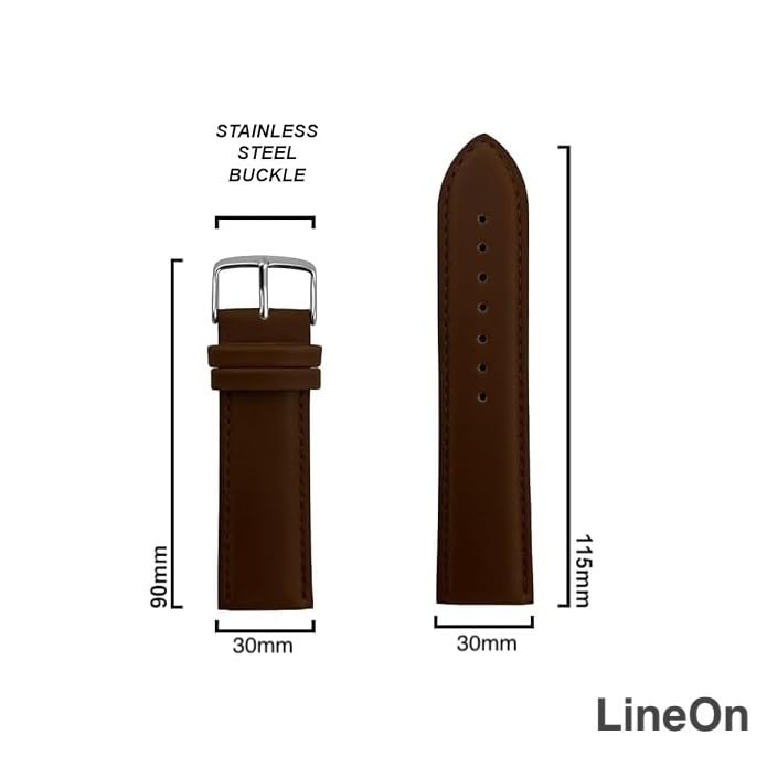 Image of Lineon NAGATA Full Padded Leather Watch Strap For Branded Watches Premium and Soft Strap For Titan, sonata, timex, casio and for all other brand