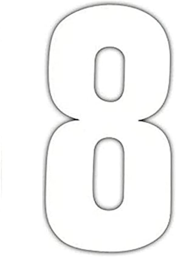 BH04247 White Vinyl Stick On Wheelie Bin, Post Box, Window Numbers 150mm (6 inch) - Number 8 - Pack of 3