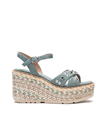 Alma en Pena Sandalia de Mujer con cuña con Detalles Trenzados. V22BL1040 Siena Mint - Talla: 39