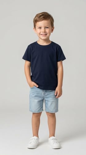Image of Kids T Shirt Short Sleeve Crewneck Tee for Toddler Boys and Girls Cotton Basic Summer Top 2-6 Years