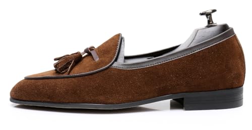 Santimon Men's Suede Tassel Loafers - Slip-On Dress Shoes for Casual, Business, Wedding & Prom - Modern Penny Loafers for Suits & Tuxedos2