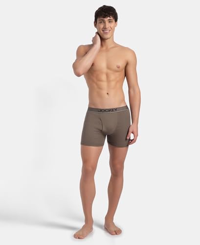 Image of Jockey 8009 Men Super Combed Cotton Rib Solid Boxer Brief with Ultrasoft and Durable Waistband